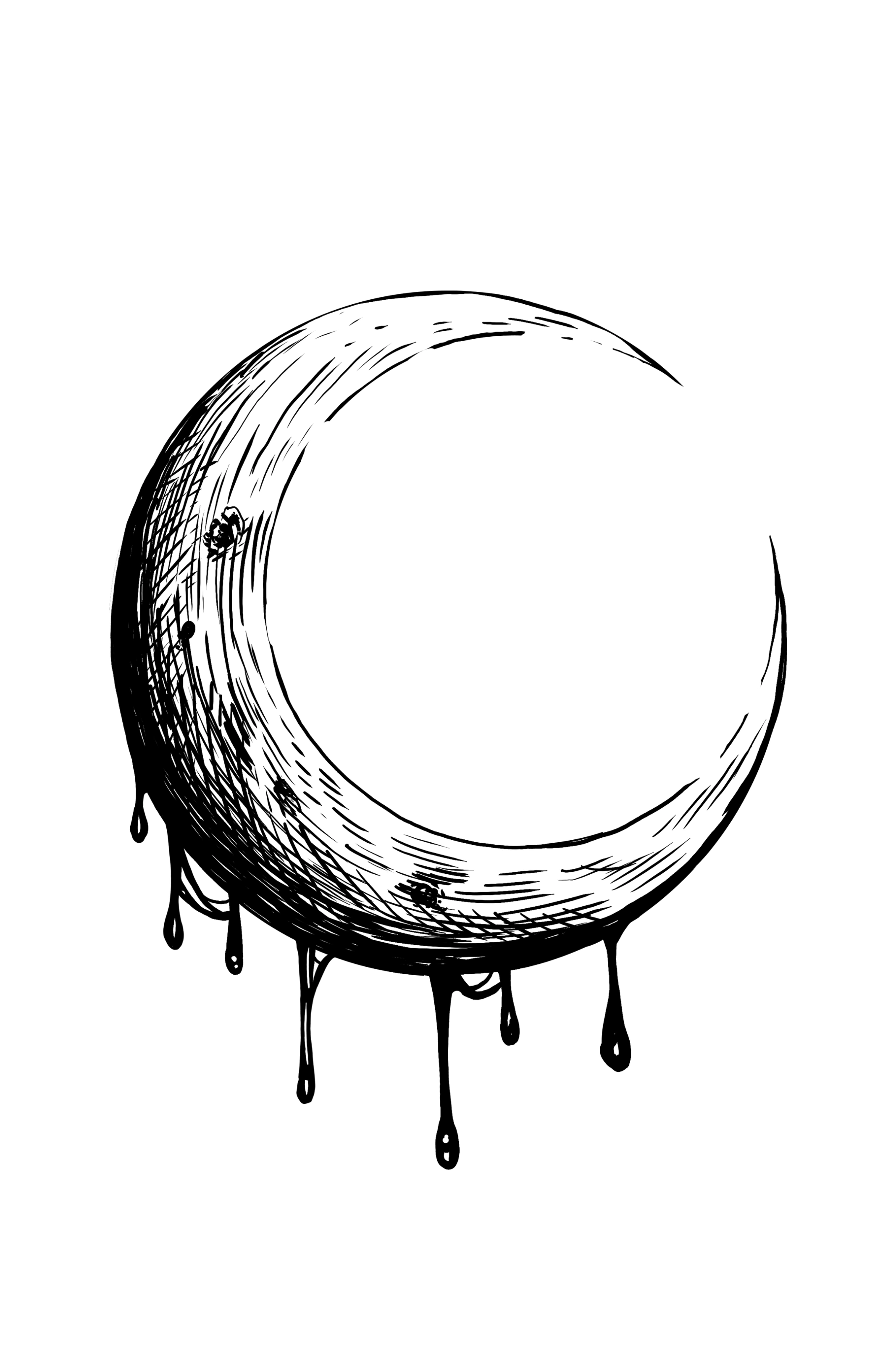 The Scarlet Moon sigil. An open crescent moon trailing drops of blood.