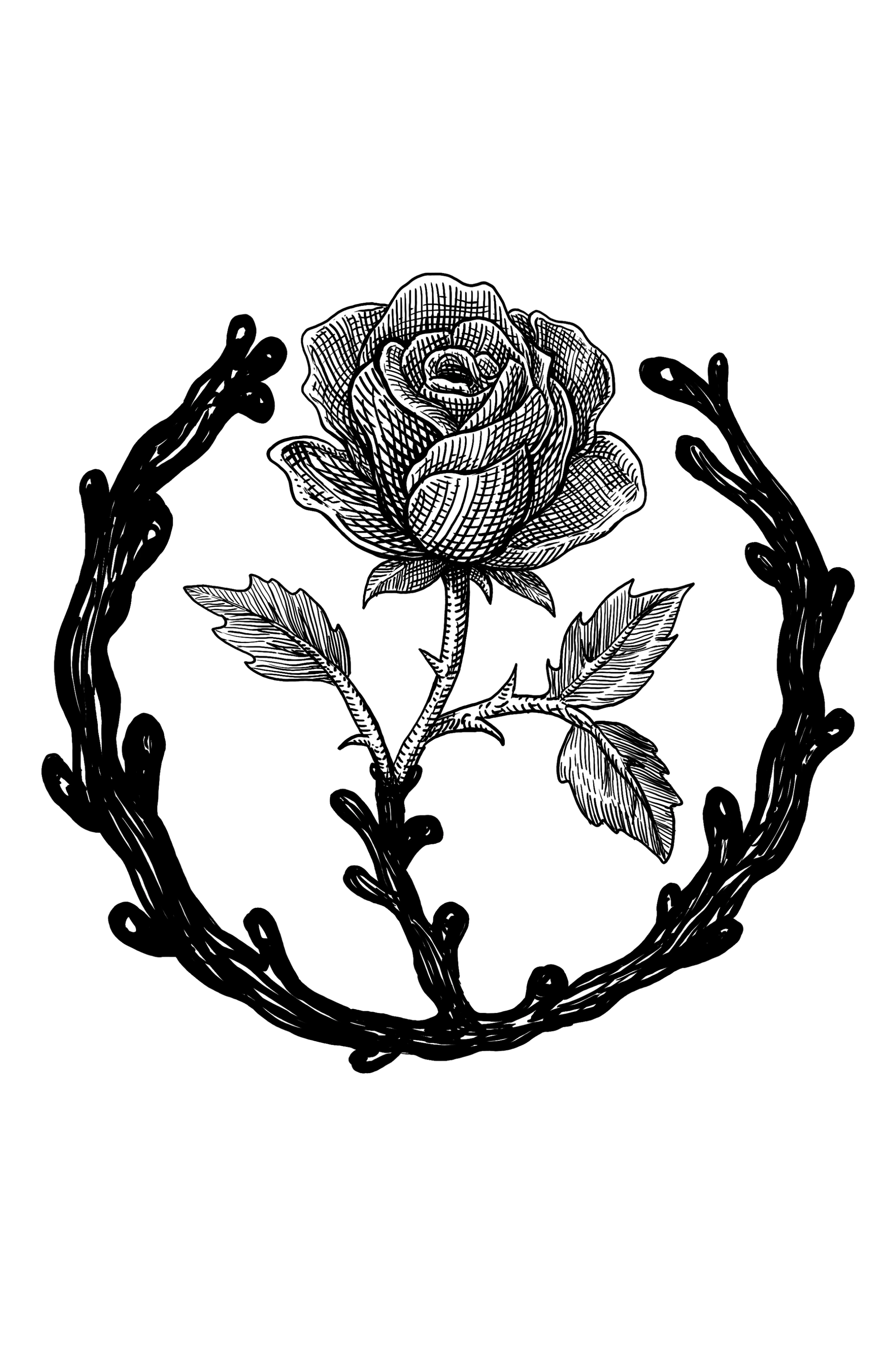 The Bloodrose sigil. A rose enclosed by an organic ring.