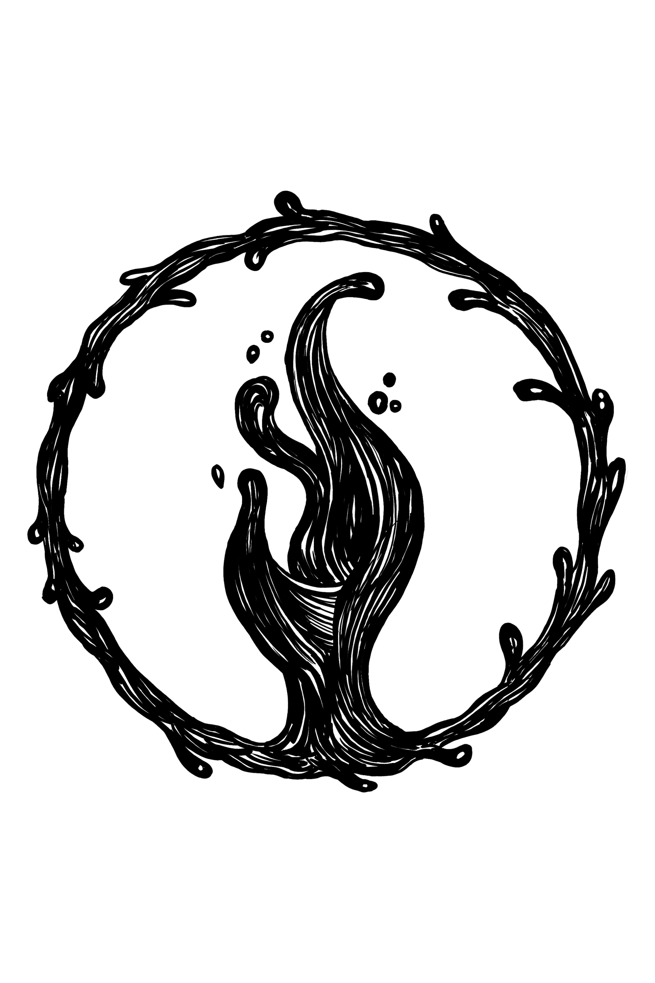 The Mortician Syndicate sigil. A flowing central form enclosed by an organic ring.