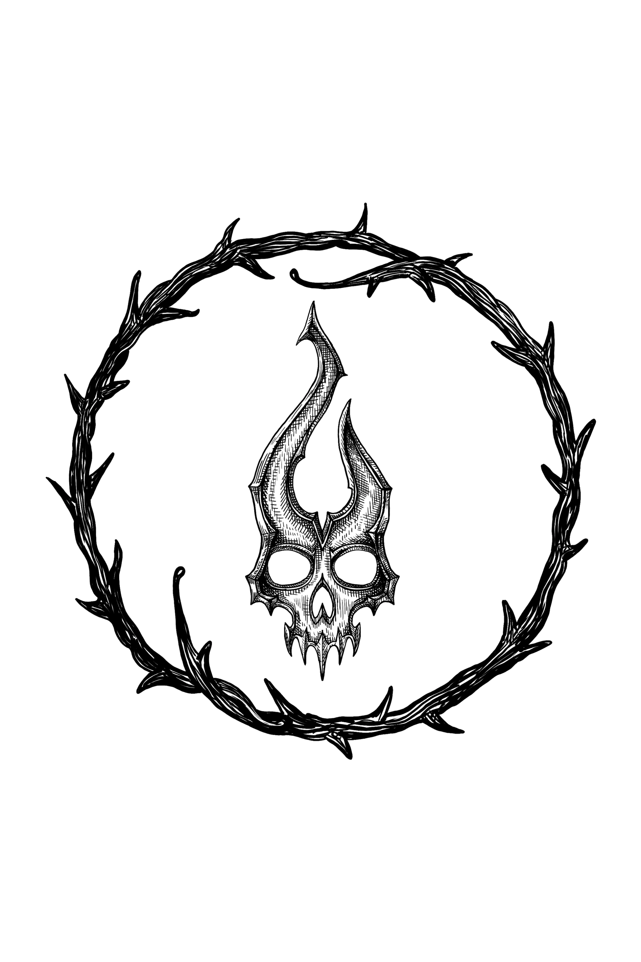 The Blackthorn sigil. A skull enclosed by a ring of thorns.